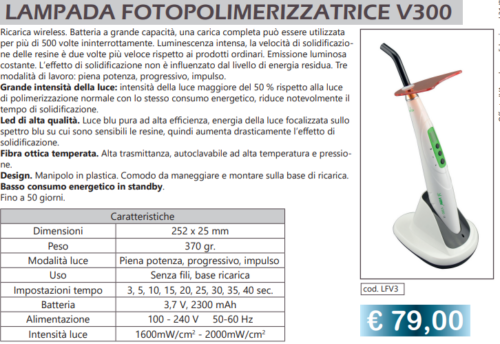 Lampada Fotopolimerizzazione V300